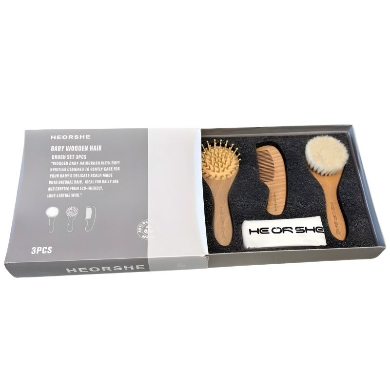HEORSHE Original Wooden Comb and Brush Set 3pcs 1
